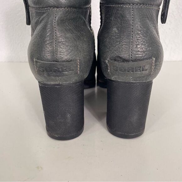 Sorel Grey Leather Block Heeled Booties - Picture 7 of 10